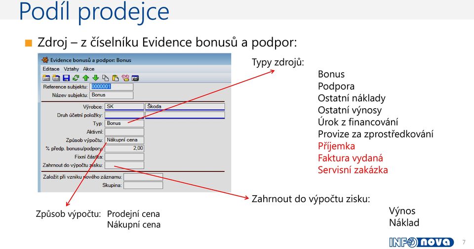 za zprostředkování Příjemka Faktura vydaná Servisní zakázka Způsob