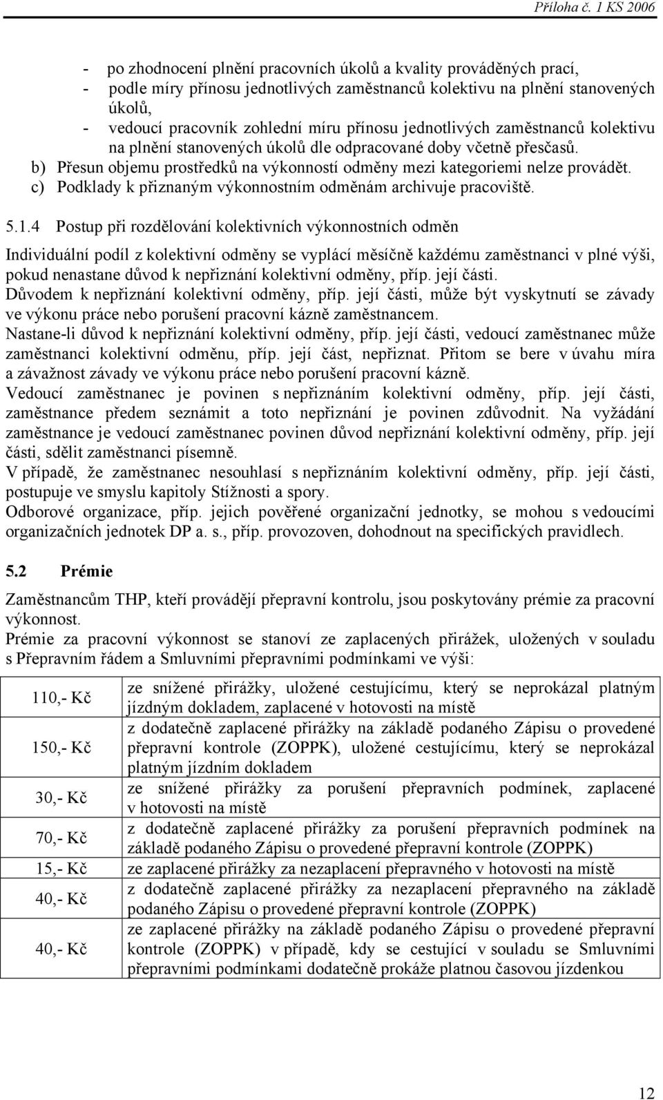 c) Podklady k přiznaným výkonnostním odměnám archivuje pracoviště. 5.1.