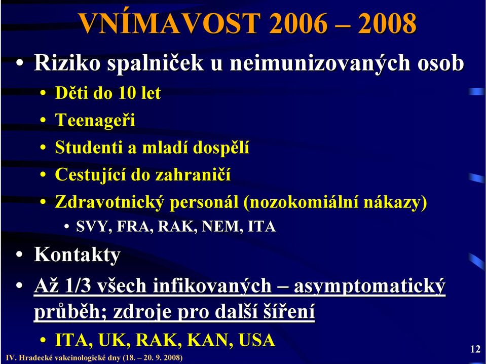 l (nozokomiáln lní nákazy) SVY, FRA, RAK, NEM, ITA Kontakty Až 1/3 všech v