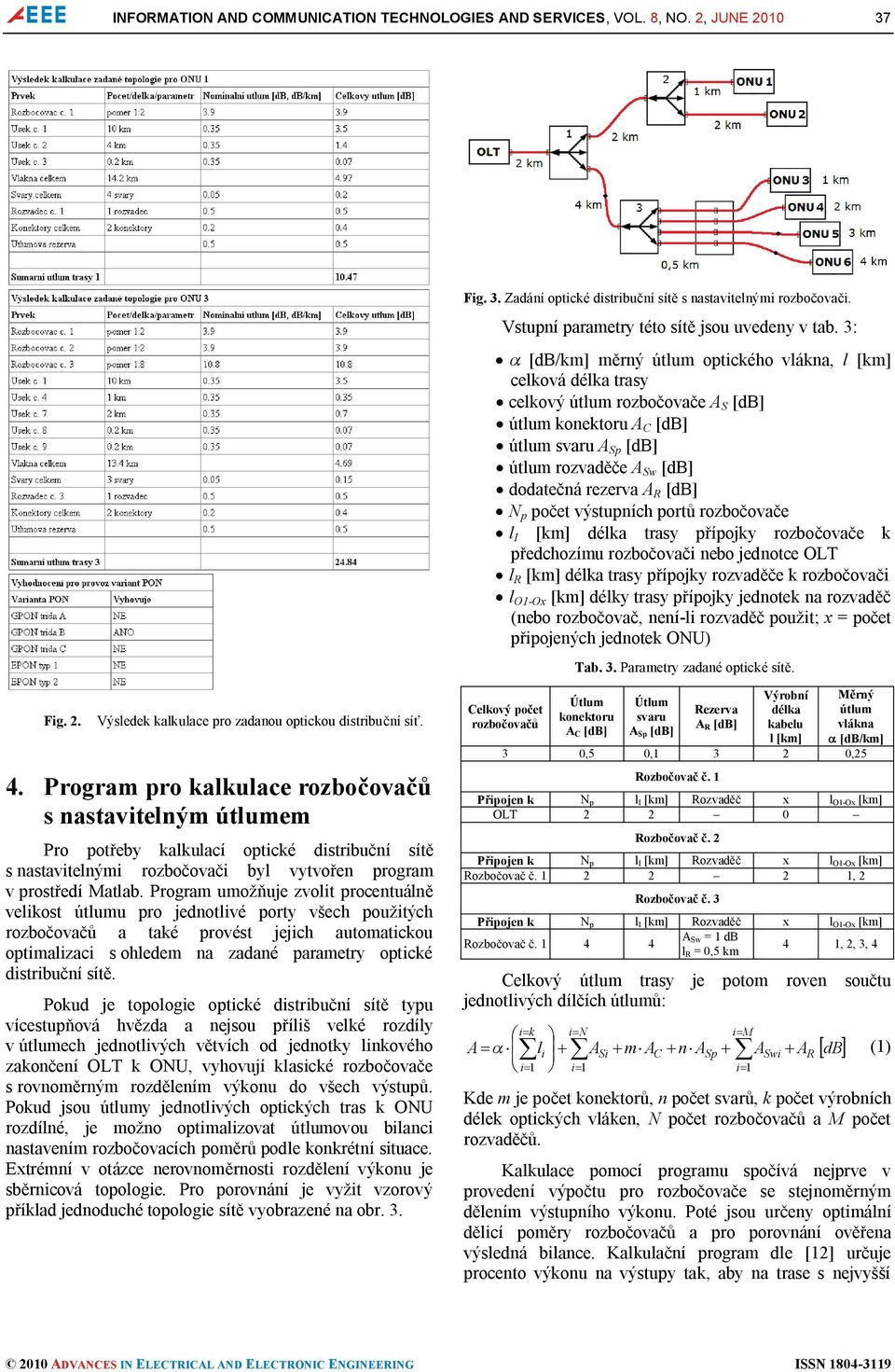 [db] N p počet výstupních portů rozbočovače l I [km] délka trasy přípojky rozbočovače k předchozímu rozbočovači nebo jednotce OLT l R [km] délka trasy přípojky rozvaděče k rozbočovači l O1-Ox [km]