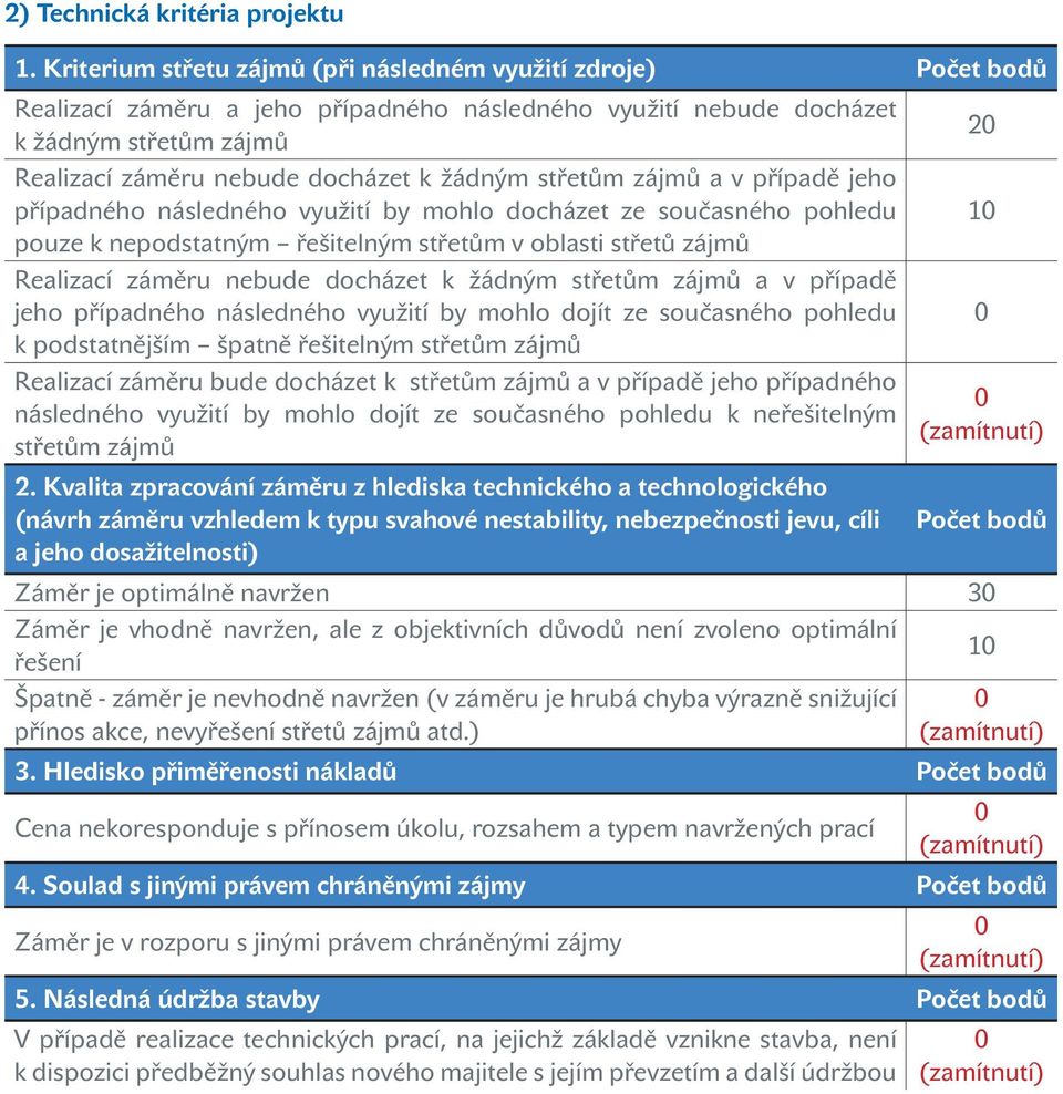 žádným střetům zájmů a v případě jeho případného následného využití by mohlo docházet ze současného pohledu 1 pouze k nepodstatným řešitelným střetům v oblasti střetů zájmů Realizací záměru nebude