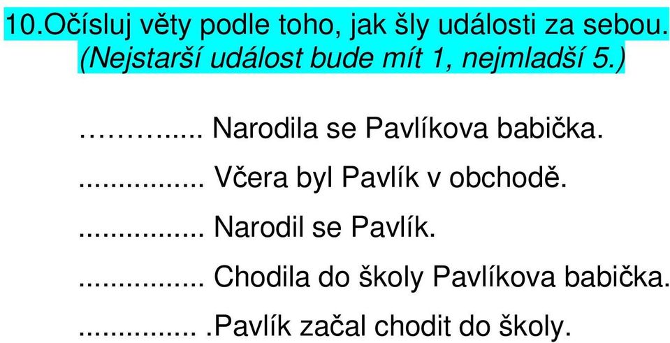 .. Narodila se Pavlíkova babička.... Včera byl Pavlík v obchodě.