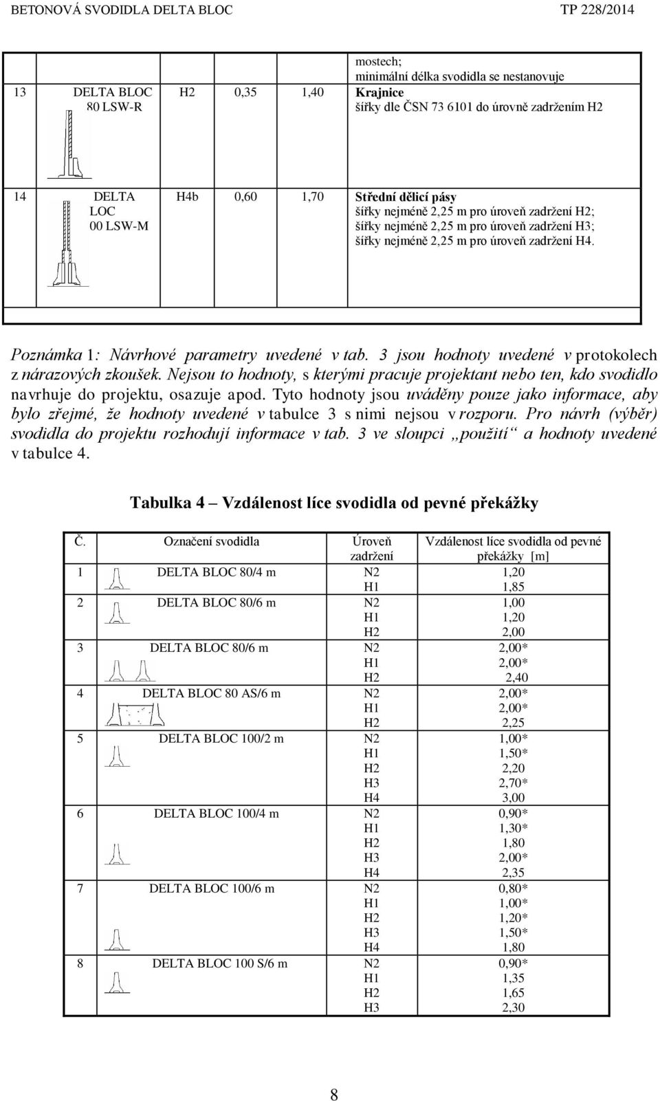 3 jsou hodnoty uvedené v protokolech z nárazových zkoušek. Nejsou to hodnoty, s kterými pracuje projektant nebo ten, kdo svodidlo navrhuje do projektu, osazuje apod.