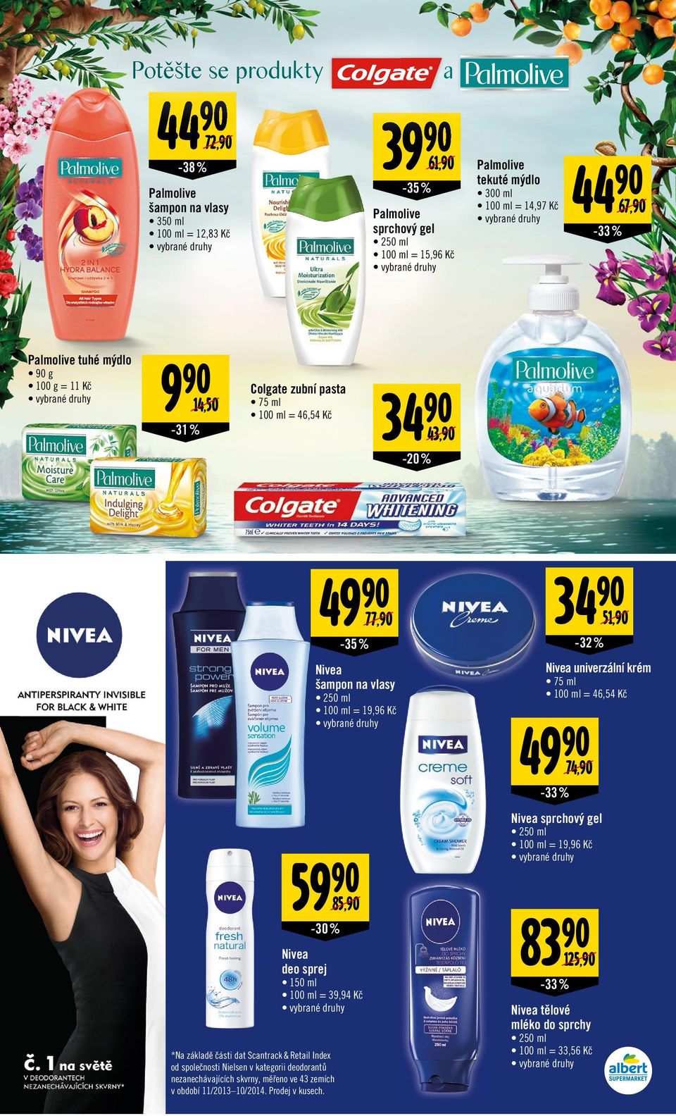 základě části dat Scantrack & Retail Index od společnosti Nielsen v kategorii deodorantů nezanechávajících skvrny, měřeno ve 43 zemích v období 11/2013 10/2014. Prodej v kusech.