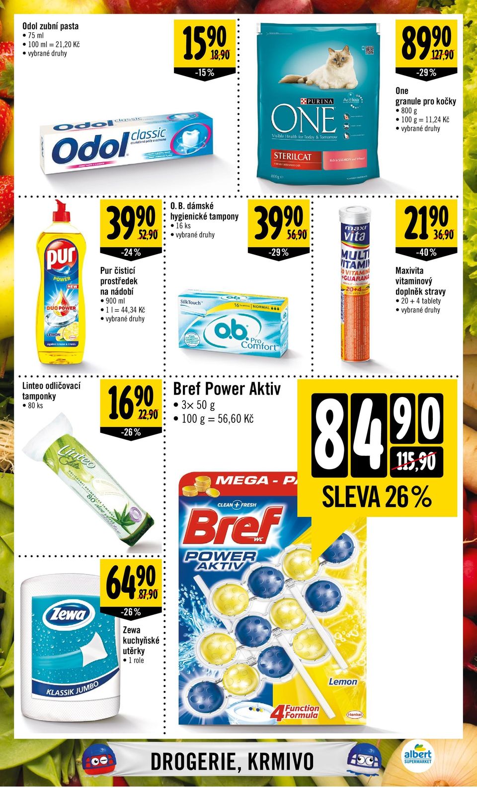 % -40 % 36, Maxivita vitaminový doplněk stravy 20 + 4 tablety Linteo odličovací tamponky 80 ks 16 22, -26% Bref
