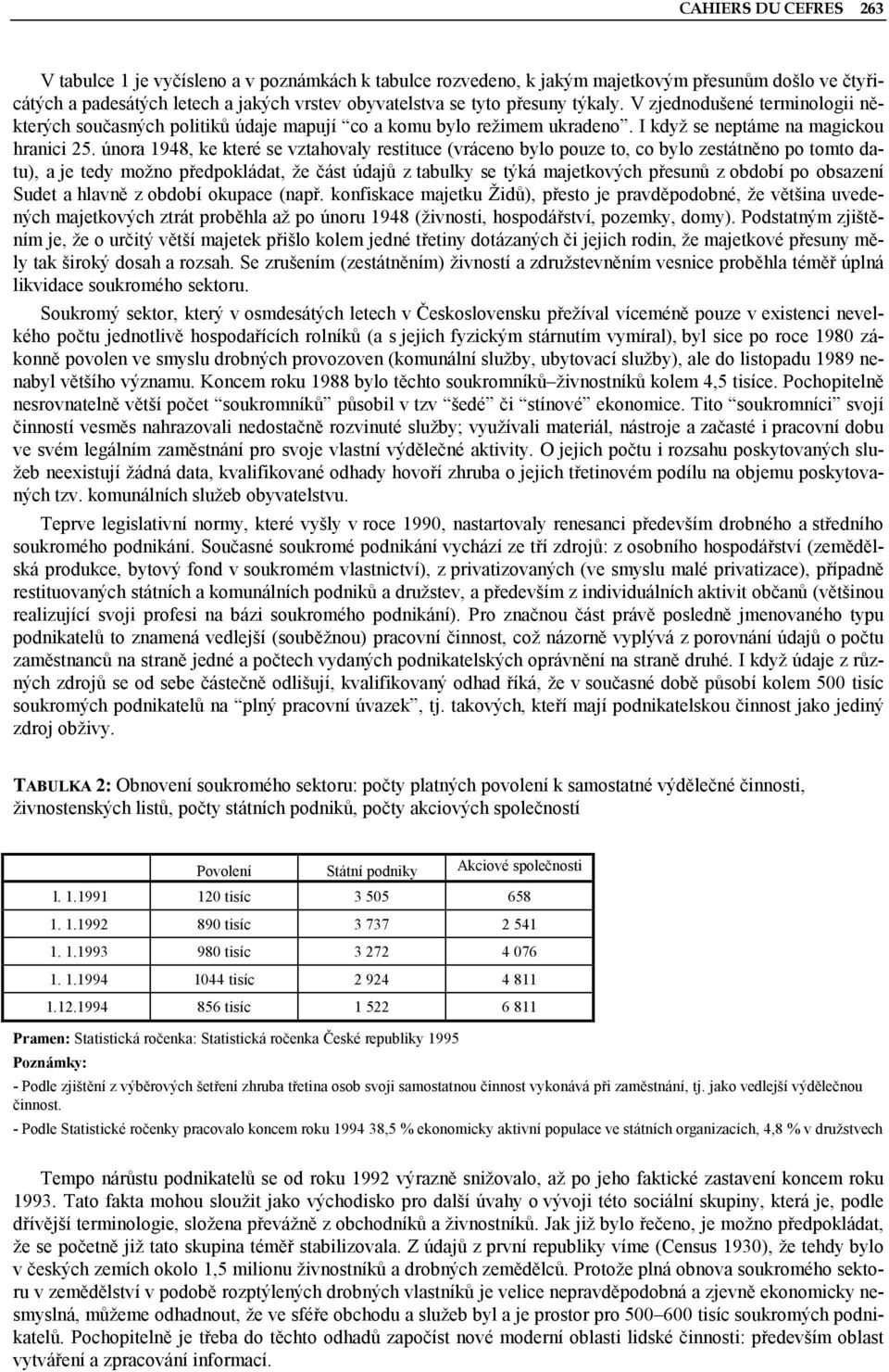 února 1948, ke které se vztahovaly restituce (vráceno bylo pouze to, co bylo zestátněno po tomto datu), a je tedy možno předpokládat, že část údajů z tabulky se týká majetkových přesunů z období po