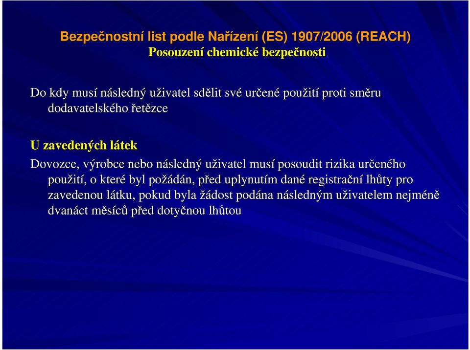 určeného použití, o které byl požádán, před uplynutím dané registrační lhůty pro