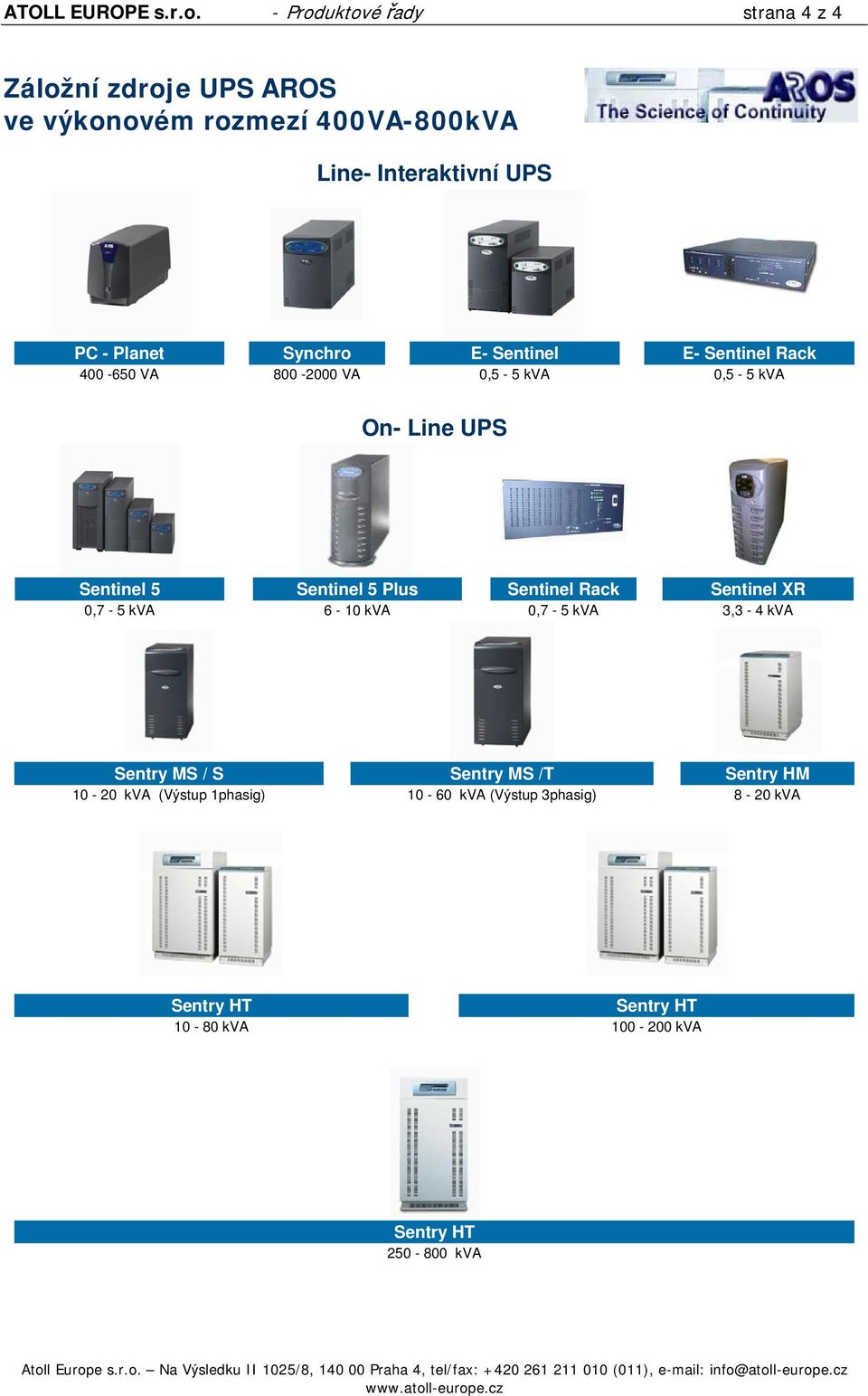 - Planet Synchro E- Sentinel E- Sentinel Rack 400-650 VA 800-2000 VA 0,5-5 kva 0,5-5 kva On- Line UPS Sentinel 5