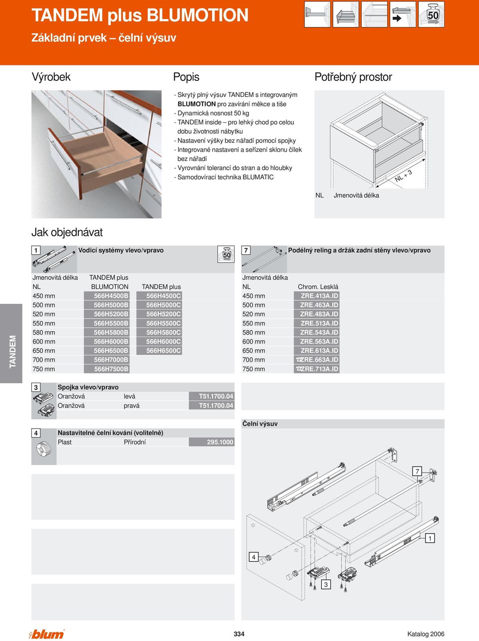 BLUMTIC + Jak objednávat Vodicí systémy vlevo/vpravo 7 Podélný reling a držák zadní stěny vlevo/vpravo 50 mm 520 mm 550 mm 580 mm 00 mm 50 mm 700 mm 750 mm plus BLUMOTION 5H500B 5H5000B 5H5200B