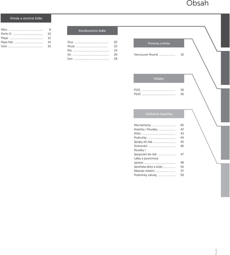 .. 36 36 Volitelné doplňky Mechanismy... 40 Kolečka / Kluzáky... 42 Kříže... 43 Područky... 44 Spojky do řad.