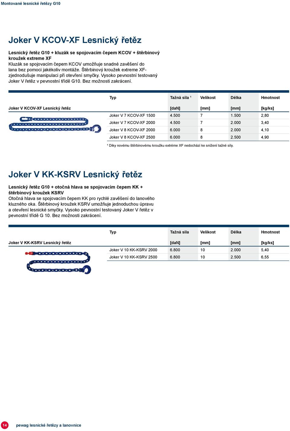 Bez možnosti zakrácení. 1 Velikost Délka Joker V KCOV-XF Lesnický řetěz Joker V 7 KCOV-XF 1500 4.500 7 1.500 2,80 Joker V 7 KCOV-XF 2000 4.500 7 2.000 3,40 Joker V 8 KCOV-XF 2000 6.000 8 2.