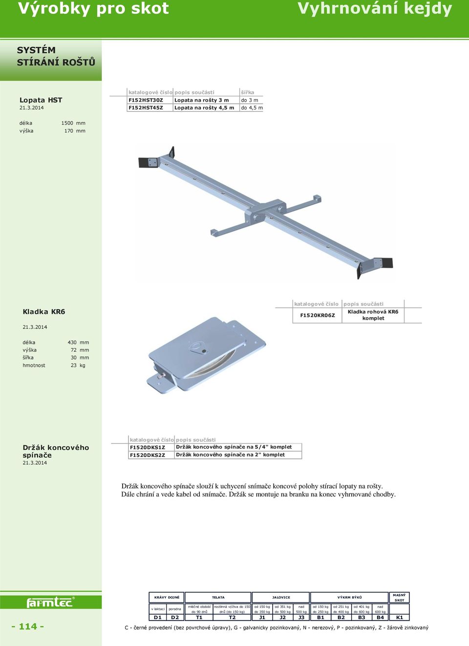 3.2014 F1520DKS1Z Držák koncového spínače na 5/4" komplet F1520DKS2Z Držák koncového spínače na 2" komplet Držák koncového spínače slouží k