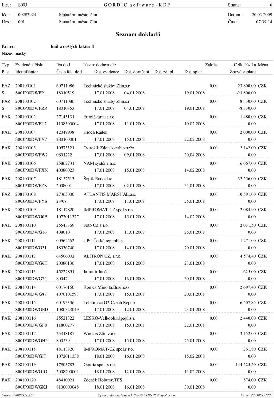 2008 0,00 FAK 208100104 42049938 Hroch Radek 0,00 2 000,00 CZK S00JP00DWFV7 280100001 17.01.2008 15.01.2008 22.02.