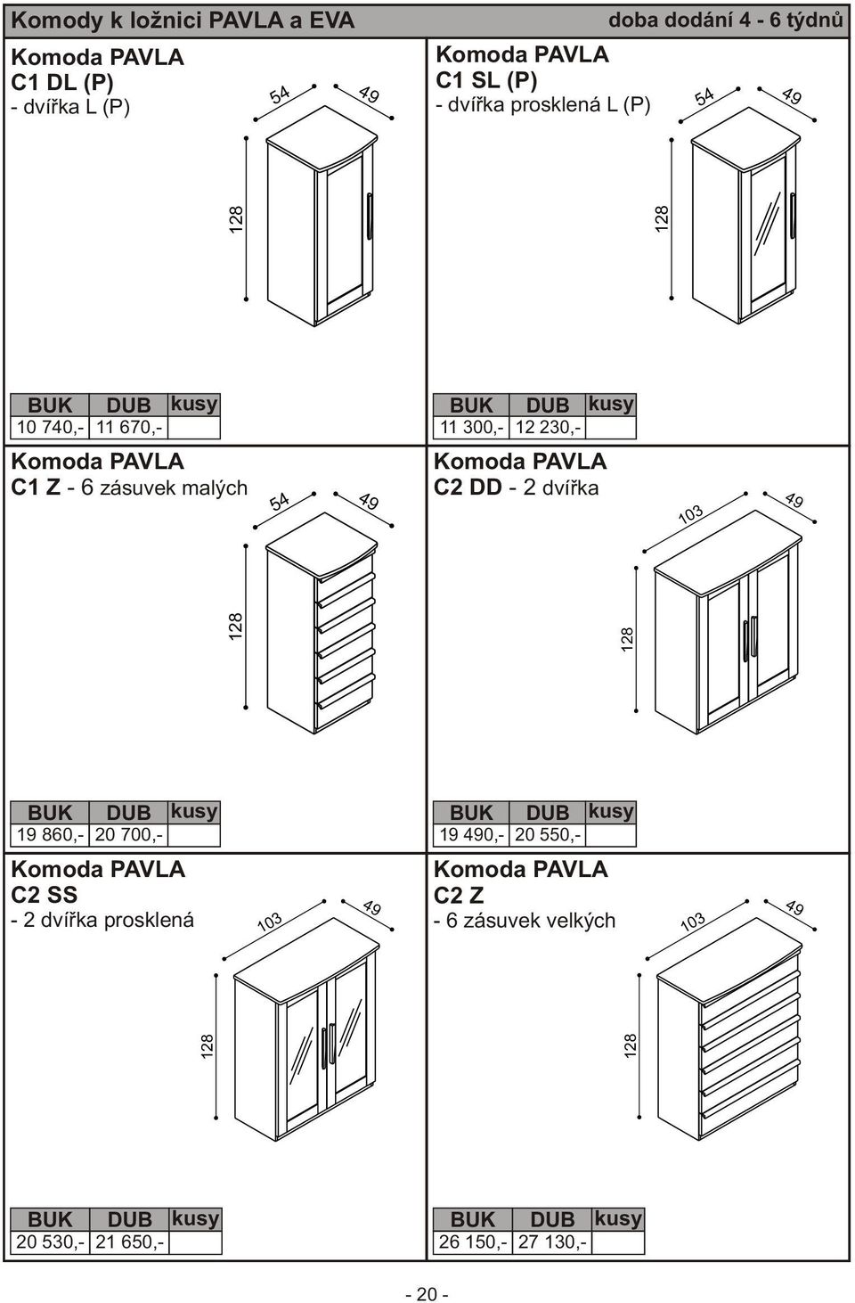 malých 54 C2 DD - 2 dvíøka 19 860,- 20 700,- C2 SS - 2 dvíøka prosklená 19