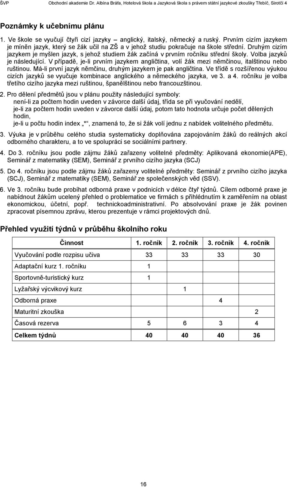 Druhým cizím jazykem je myšlen jazyk, s jehož studiem žák začíná v prvním ročníku střední školy. Volba jazyků je následující.