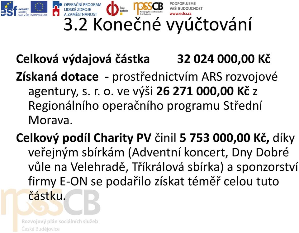 ve výši 26 271 000,00 Kč z Regionálního operačního programu Střední Morava.