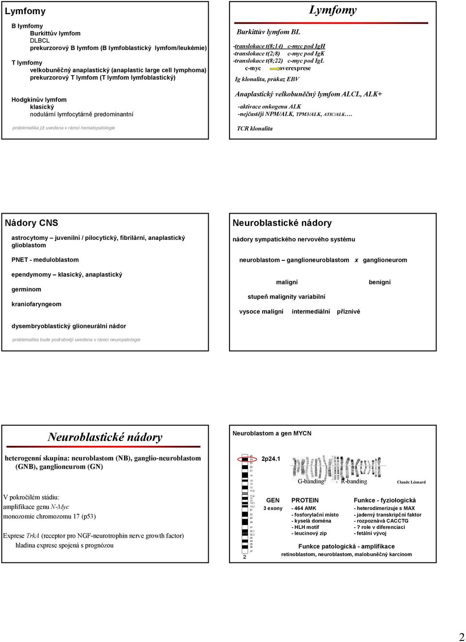 t(2;8) c-myc pod IgK -translokace t(8;22) c-myc pod IgL c-myc overexprese Ig klonalita, průkaz EBV Lymfomy Anaplastický velkobuněčný lymfom ALCL, ALK+ -aktivace onkogenu ALK -nejčastěji NPM/ALK,