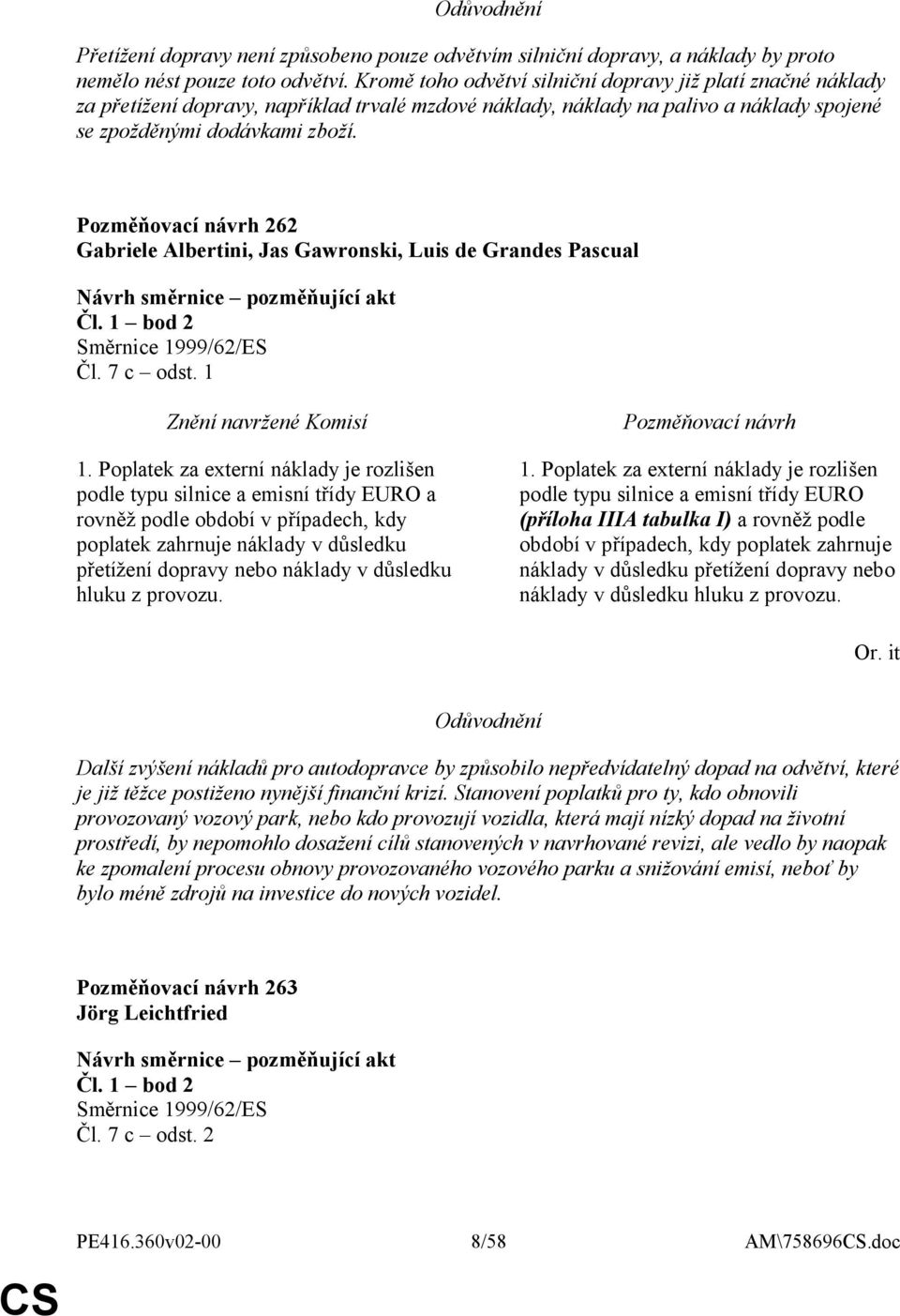 262 Gabriele Albertini, Jas Gawronski, Luis de Grandes Pascual Čl. 7 c odst. 1 1.