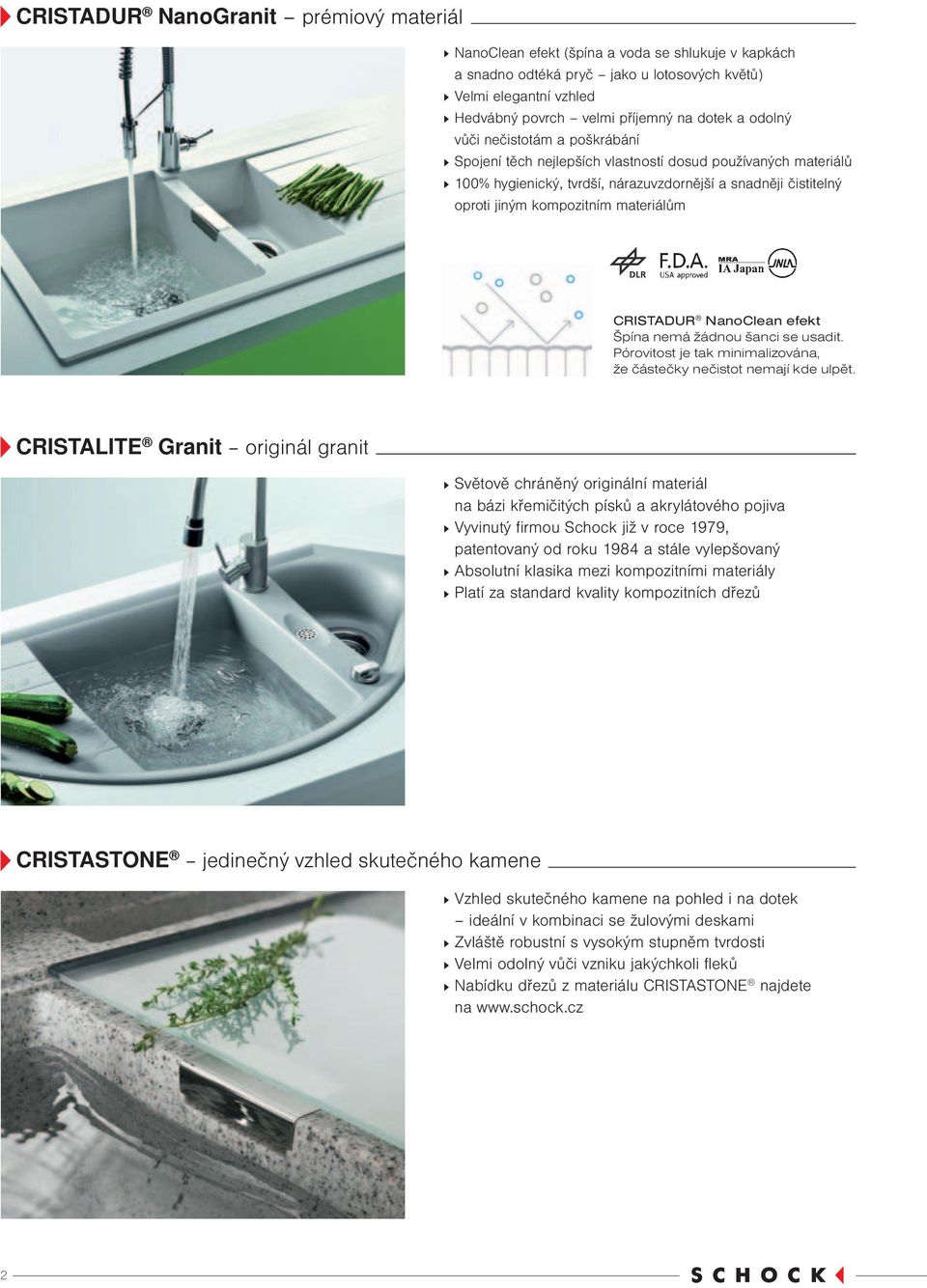 materiálům CRISTADUR NanoClean efekt Špína nemá žádnou šanci se usadit. Pórovitost je tak minimalizována, že částečky nečistot nemají kde ulpět.