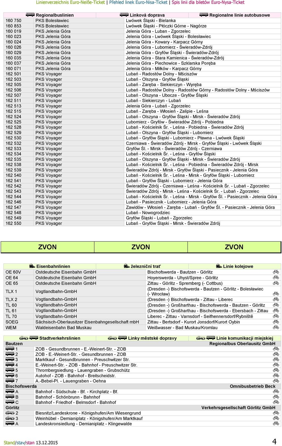 Jelenia Góra - Gryfów Śląski - Świeradów-Zdrój 160 035 PKS Jelenia Góra Jelenia Góra - Stara Kamienica - Świeradów-Zdrój 160 037 PKS Jelenia Góra Jelenia Góra - Piechowice - Szklarska Poręba 160 071