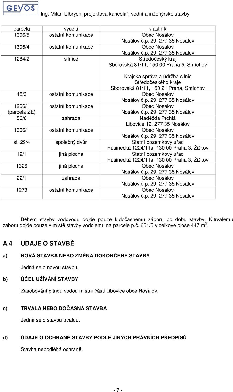 35 Nosálov 1306/1 ostatní komunikace Obec Nosálov st.