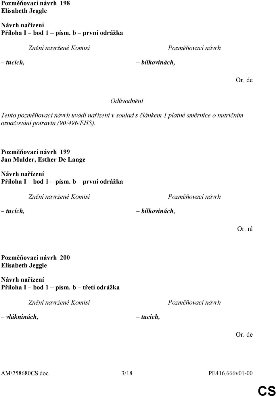 potravin (90/496/EHS). 199 Jan Mulder, Esther De Lange Příloha I bod 1 písm.