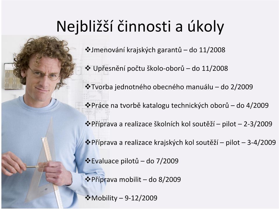 do 4/2009 Příprava a realizace školních kol soutěží pilot 2 3/2009 Příprava a realizace krajských