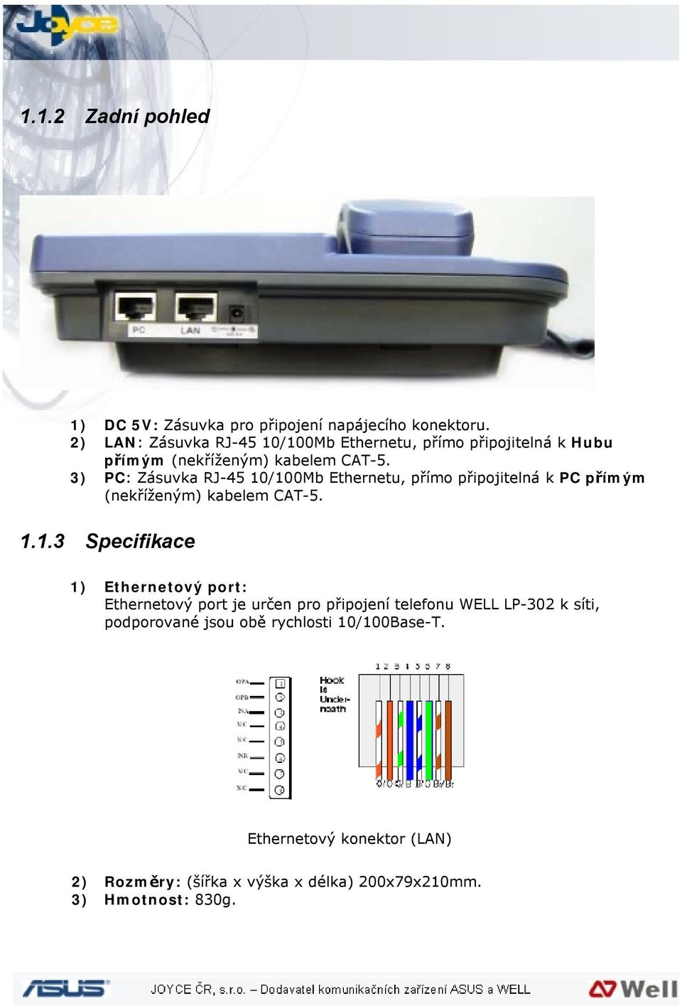 3) PC: Zásuvka RJ-45 10