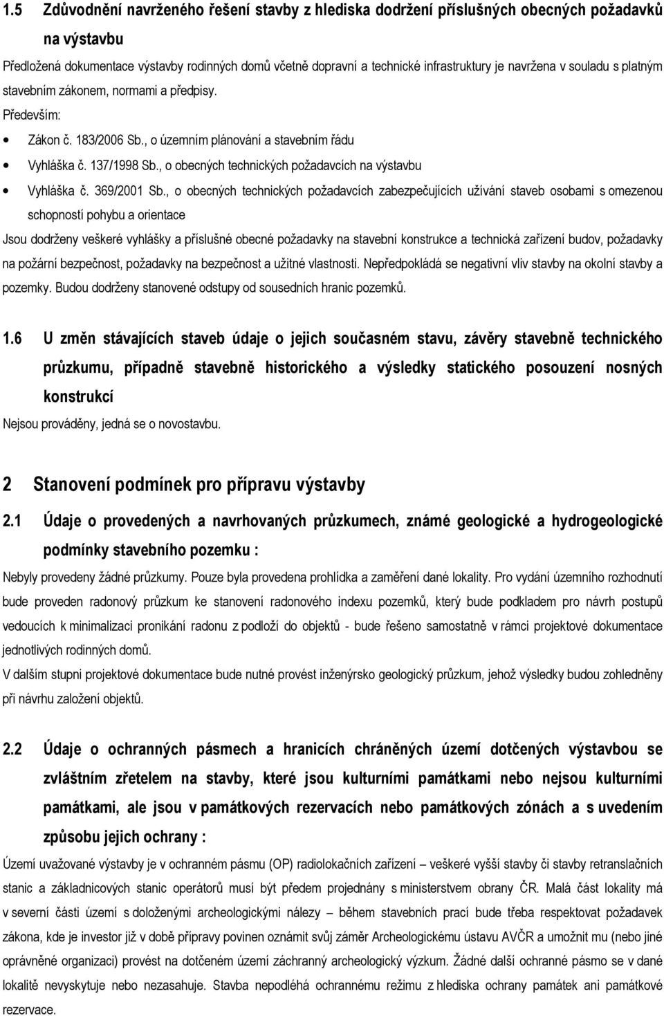 , o obecných technických požadavcích na výstavbu Vyhláška č. 369/2001 Sb.