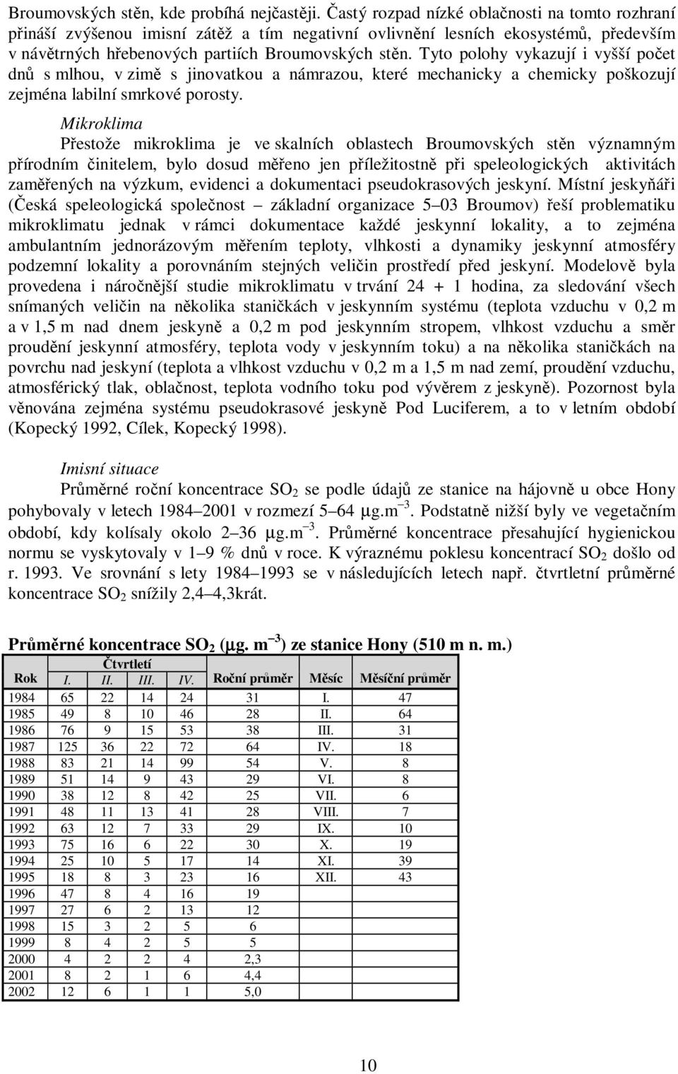 Tyto polohy vykazují i vyšší počet dnů s mlhou, v zimě s jinovatkou a námrazou, které mechanicky a chemicky poškozují zejména labilní smrkové porosty.