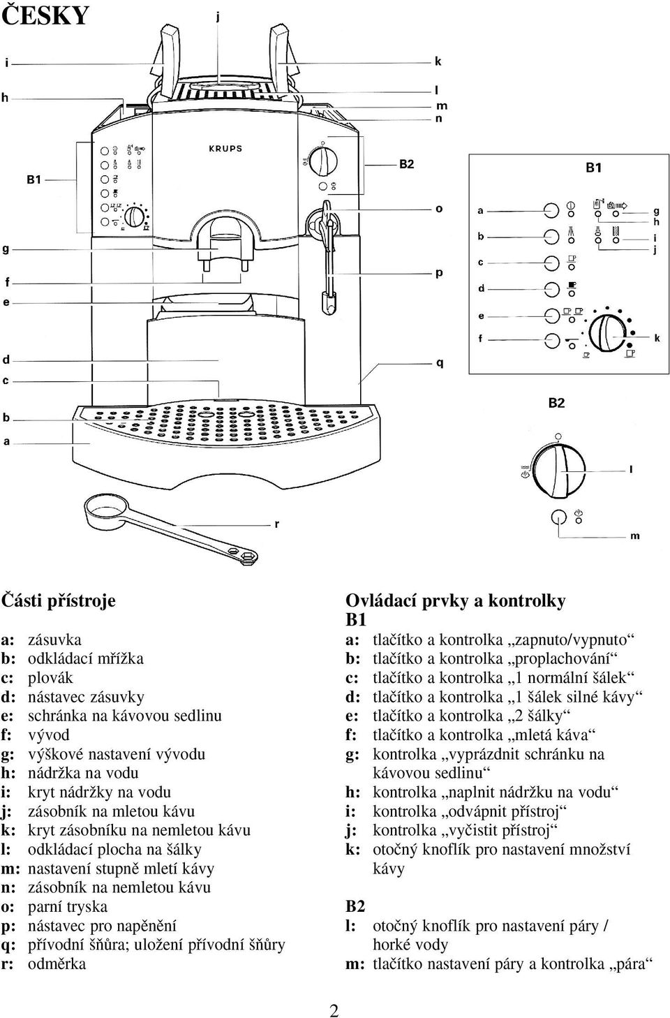 pfiívodní ÀÛra; uloïení pfiívodní ÀÛry r: odmûrka Ovládací prvky a kontrolky B1 a: tlaãítko a kontrolka zapnuto/vypnuto b: tlaãítko a kontrolka proplachování c: tlaãítko a kontrolka 1 normální álek