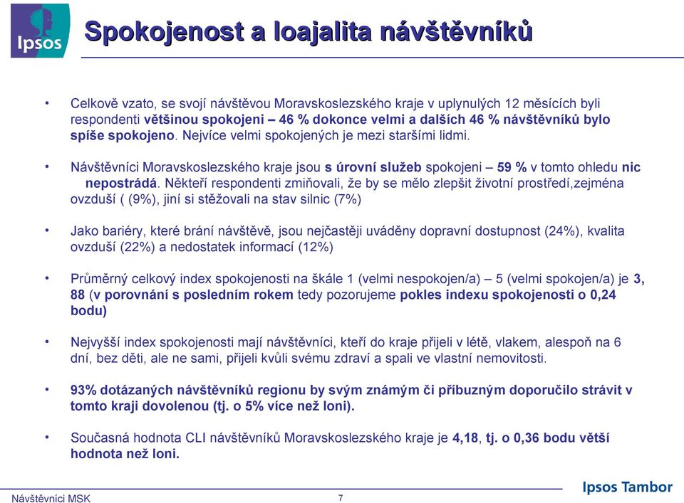 ěkteří respondenti zmiňovali, že by se mělo zlepšit životní prostředí,zejména ovzduší ( (%), jiní si stěžovali na stav silnic (%) Jako bariéry, které brání návštěvě, jsou nejčastěji uváděny dopravní