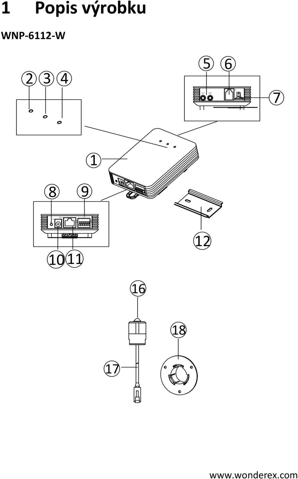 Popis výrobku WNP-6112-W 2 3 4 5 6