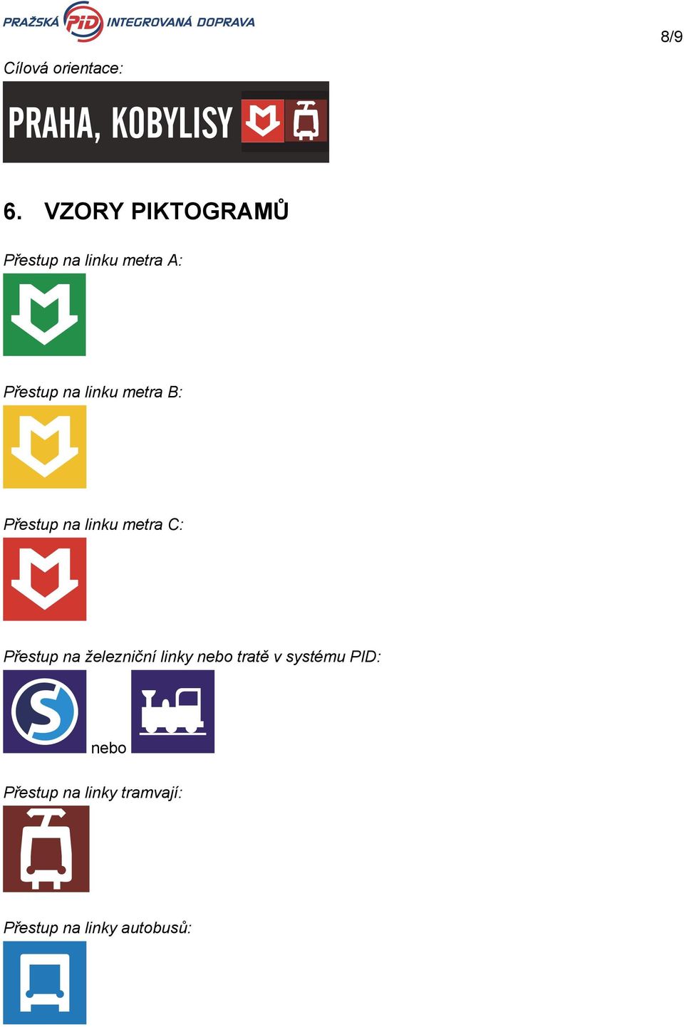 linku metra B: Přestup na linku metra C: Přestup na