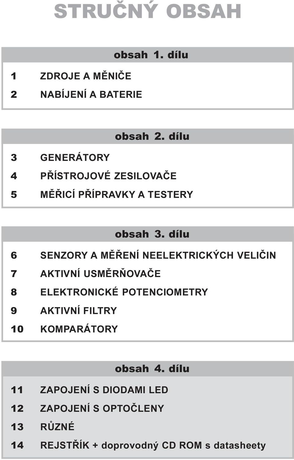 dílu 6 SENZORY A MÌØENÍ NEELEKTRICKÝCH VELIÈIN 7 AKTIVNÍ USMÌRÒOVAÈE 8 ELEKTRONICKÉ POTENCIOMETRY 9