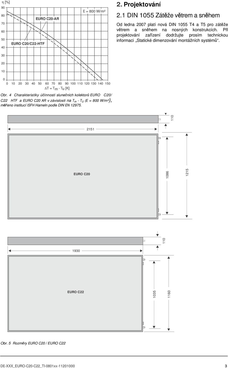 Při projektování zařízení dodržujte prosím technickou informaci Statické dimenzování montážních systémů. 1 1 3 4 5 7 9 1 11 1 13 14 15 T = Tm - Tu [K] Obr.