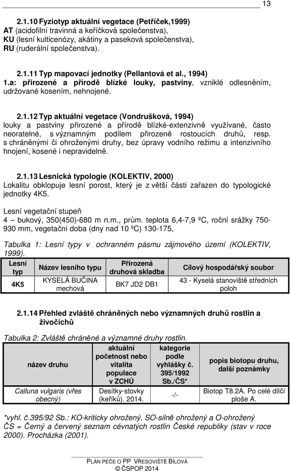 s chráněnými či ohroženými druhy, bez úpravy vodního režimu a intenzivního hnojení, kosené i nepravidelně. 2.1.