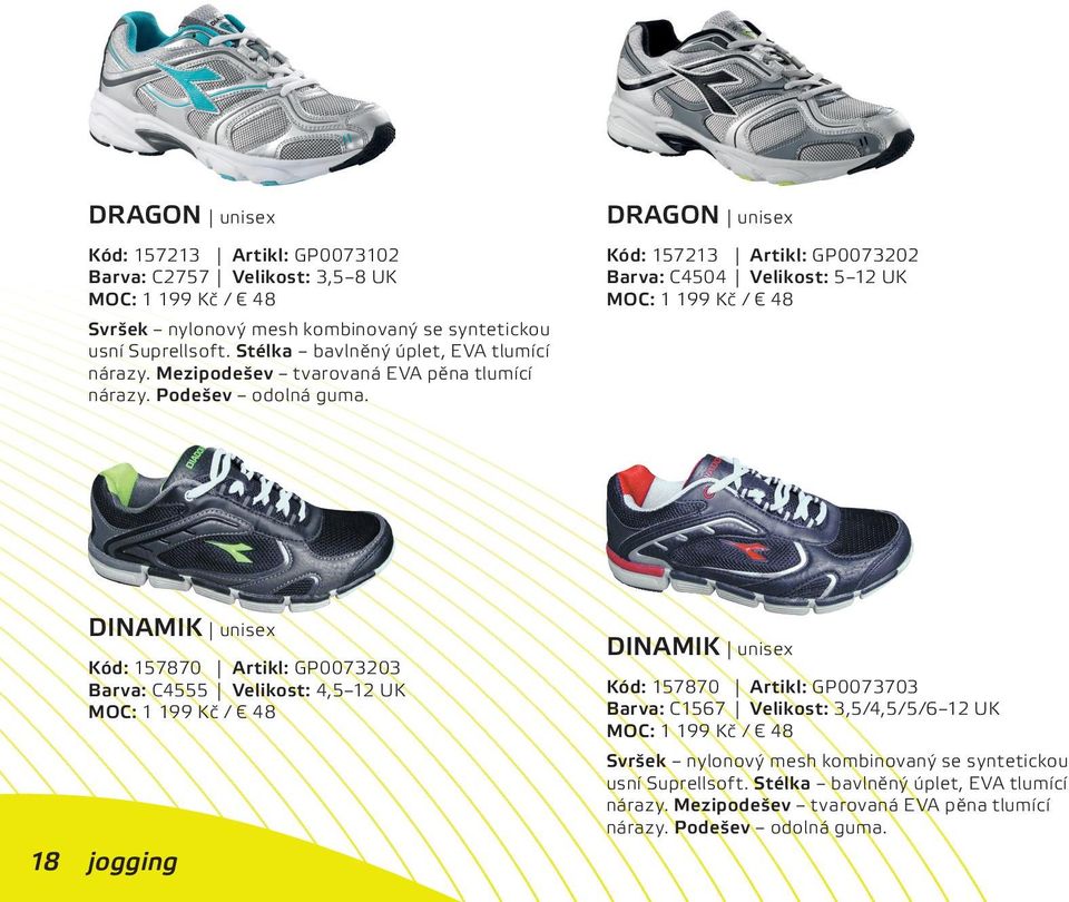 DRAGON unisex Kód: 157213 Artikl: GP0073202 Barva: C4504 Velikost: 5 12 UK MOC: 1 199 Kč / 48 DINAMIK unisex Kód: 157870 Artikl: GP0073203 Barva: C4555 Velikost: 4,5 12 UK MOC: 1 199 Kč /