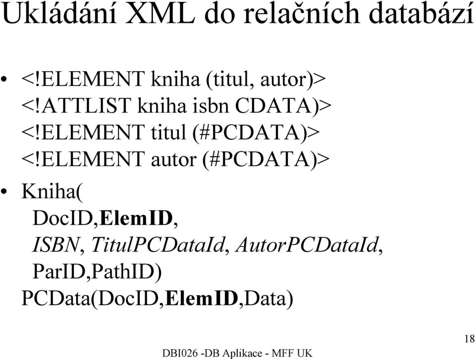 ELEMENT titul (#PCDATA)> <!