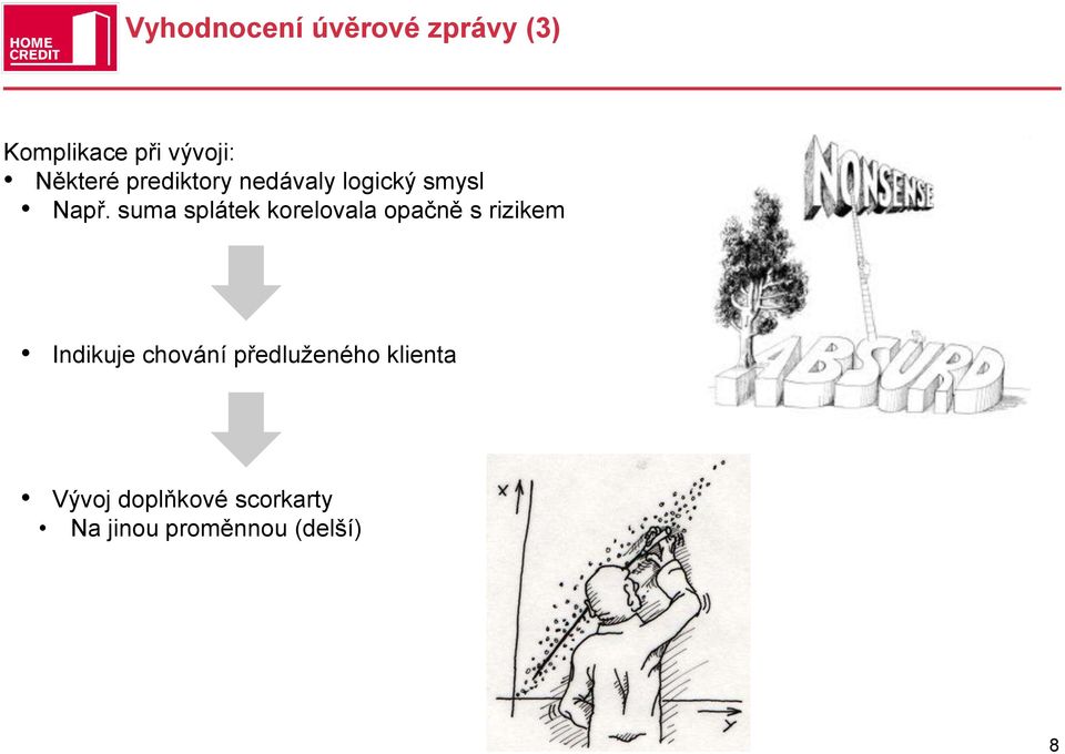 suma splátek korelovala opačně s rizikem Indikuje chování