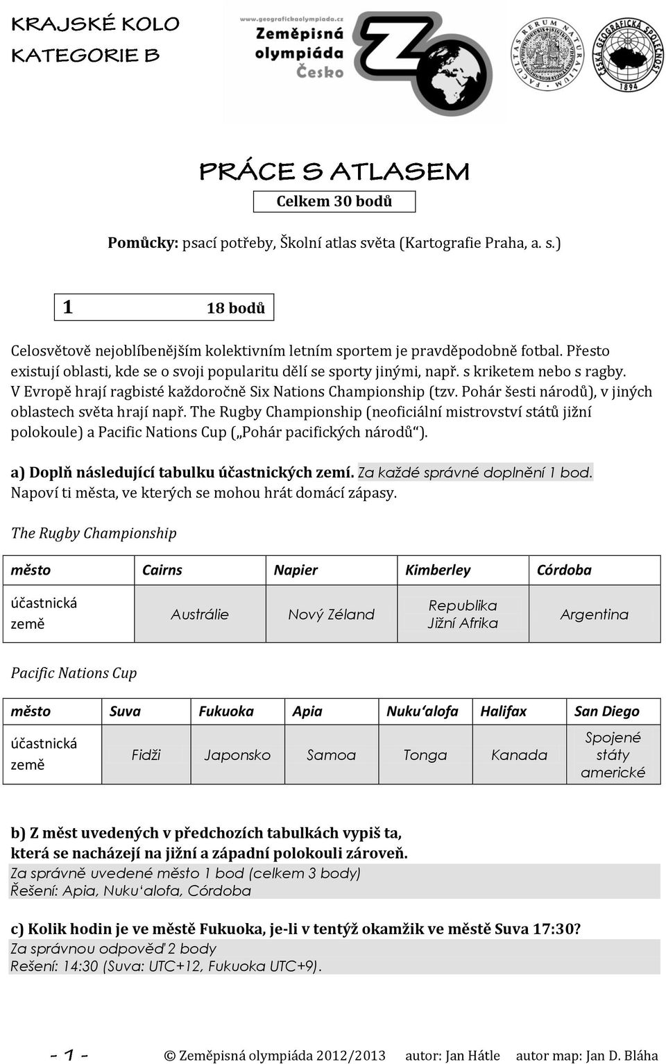 Pohár šesti národů), v jiných oblastech světa hrají např. The Rugby Championship (neoficiální mistrovství států jižní polokoule) a Pacific Nations Cup ( Pohár pacifických národů ).