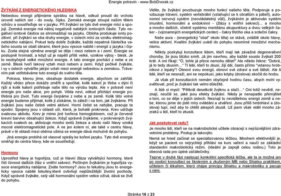 Tyto negativní iontové částice se shromaţdují na jazyku. Obloha produkuje ionty pozitivní. při ţvýkání se oba druhy energie, v ústech mísí za vzniku elektromagnetického nabíjení.