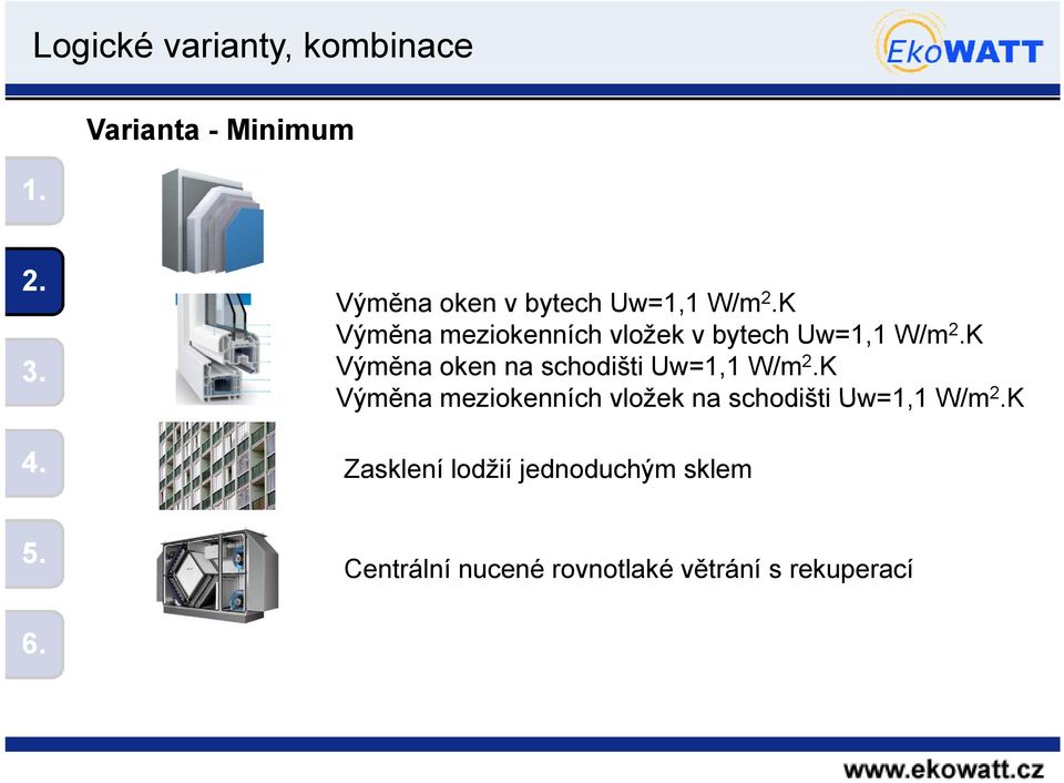 K Výměna oken na schodišti Uw=1,1 W/m 2.