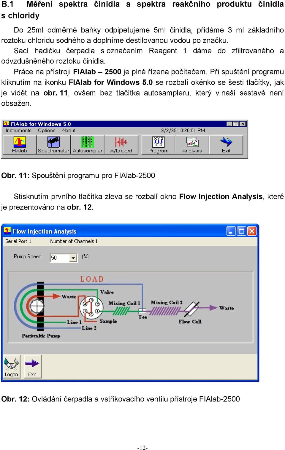 Při spuštění programu kliknutím na ikonku FIAlab for Windows 5.0 se rozbalí okénko se šesti tlačítky, jak je vidět na obr. 11, ovšem bez tlačítka autosampleru, který v naší sestavě není obsažen. Obr.