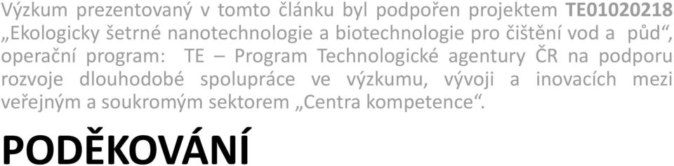 TE Program Technologické agentury ČR na podporu rozvoje dlouhodobé spolupráce ve