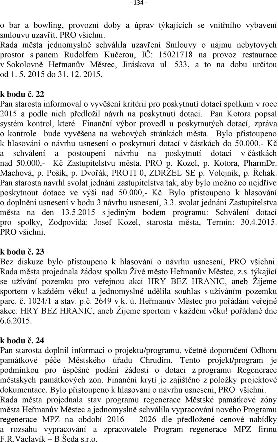 533, a to na dobu určitou od 1. 5. 2015 do 31. 12. 2015. k bodu č.