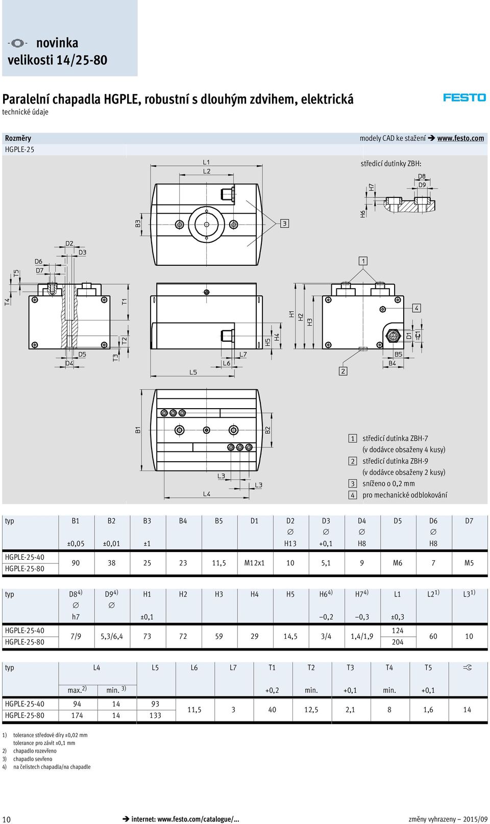 HGPLE-5-80 B1 ±0,05 B ±0,01 B3 ±1 B4 B5 D1 D H13 90 38 5 3 11,5 M1x1 10 5,1 9 M6 7 M5 D3 +0,1 D4 H8 D5 D6 H8 D7 typ D8 4) h7 D9 4) H1 ±0,1 H H3 H4 H5 H6 4) 0, H7 4) 0,3 L1 ±0,3 HGPLE-5-40 14 7/9