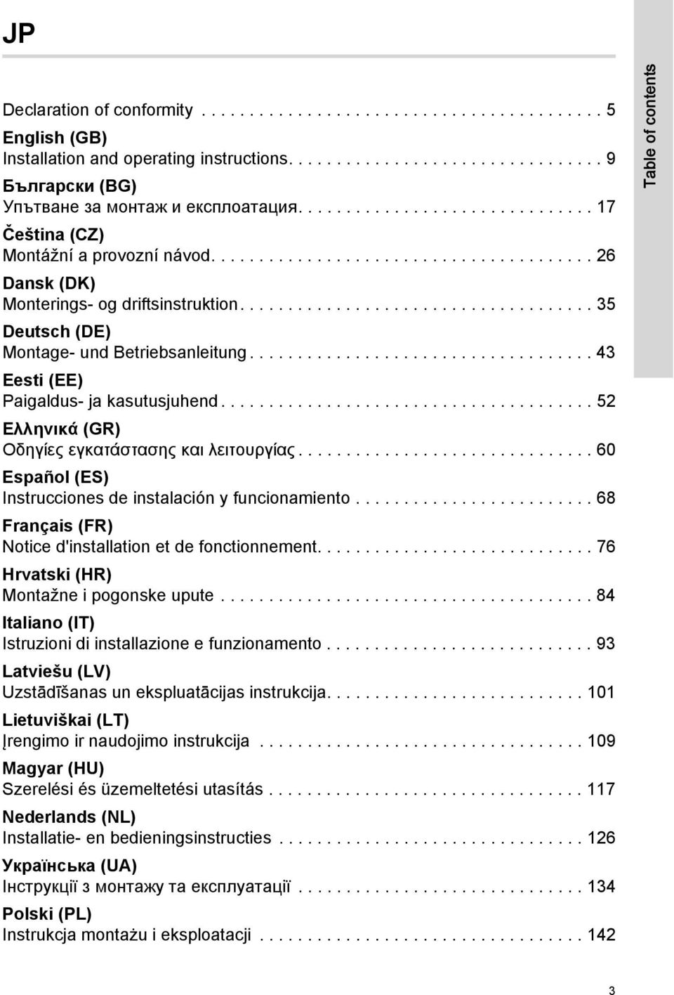 .................................... 35 Deutsch (DE) Montage- und Betriebsanleitung.................................... 43 Eesti (EE) Paigaldus- ja kasutusjuhend.