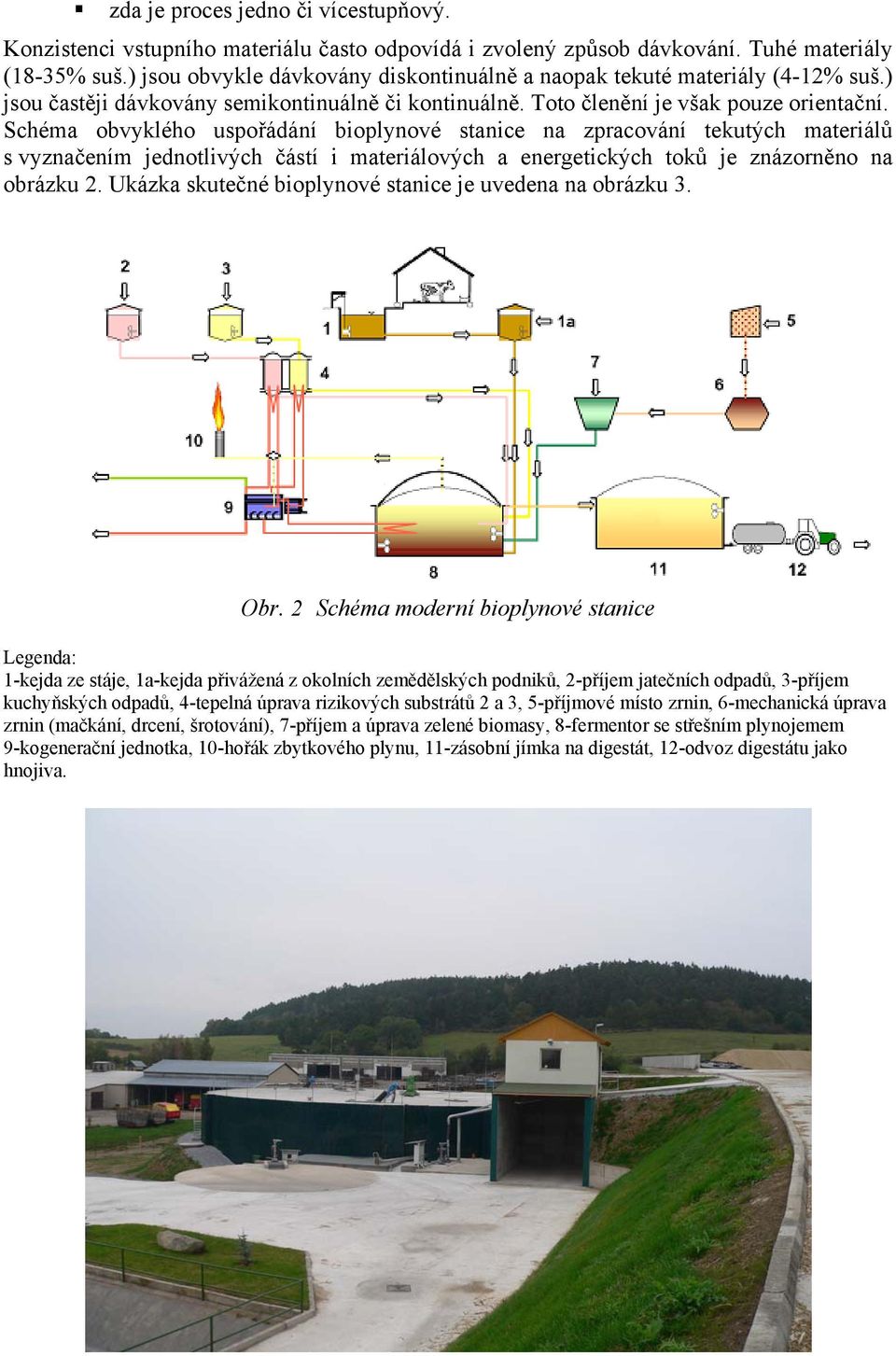 Schéma obvyklého uspořádání bioplynové stanice na zpracování tekutých materiálů s vyznačením jednotlivých částí i materiálových a energetických toků je znázorněno na obrázku 2.