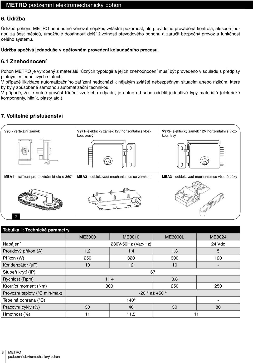 Znehodnocení Pohon je vyrobený z materiálů různých typologií a jejich znehodnocení musí být provedeno v souladu s předpisy platnými v jednotlivých státech.